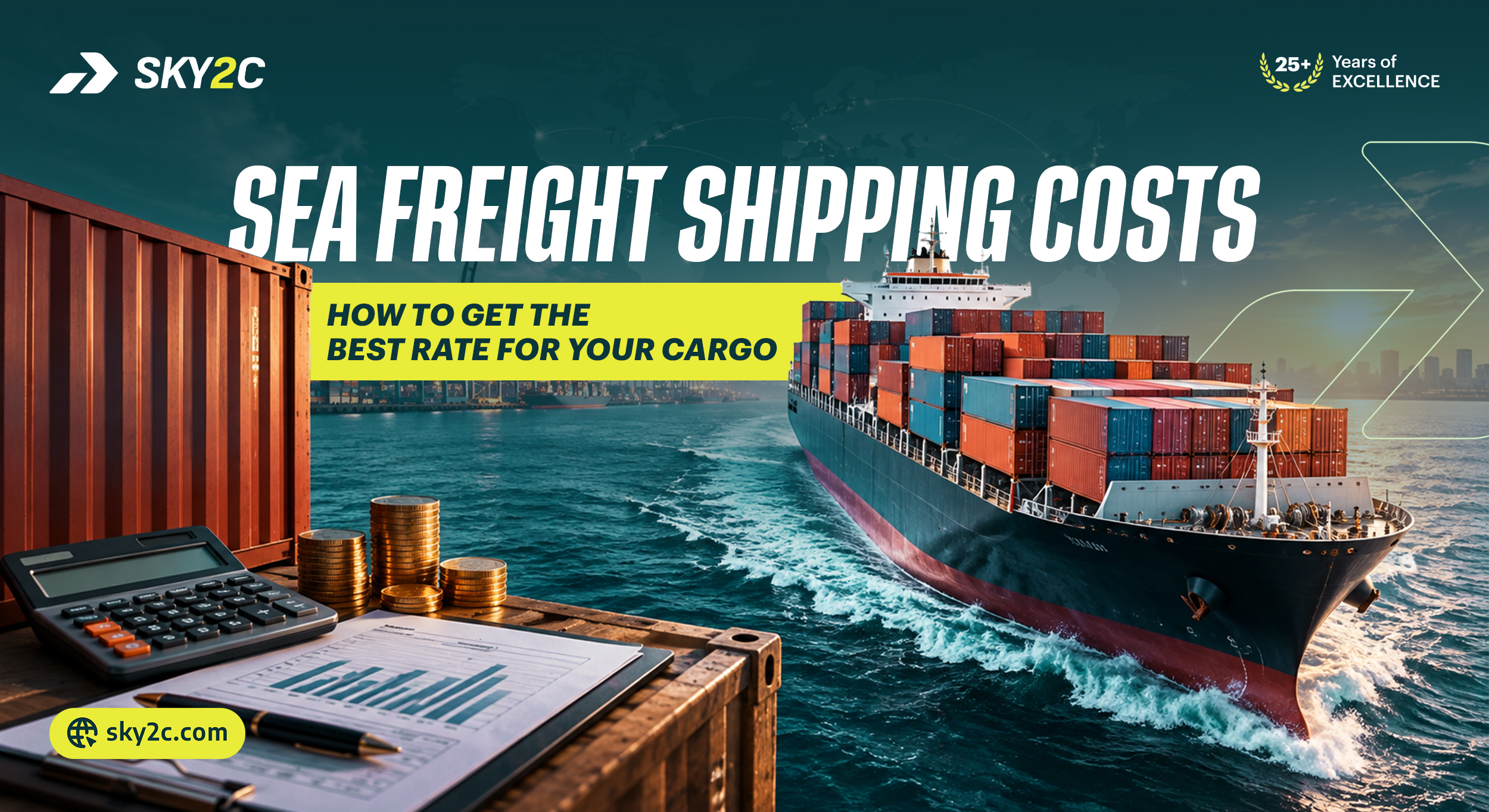 A hero image of sea freight shipping cost